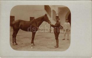 Esztergom-Tábor, Katonák lóval / Austro-Hungarian K.u.K. military, soldiers with horse. photo