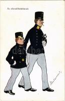 1913 Az ellenállhatatlanok / Austro-Hungarian K.u.K. military art postcard, officers, humour