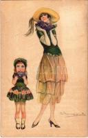 1922 Italian lady art postcard. 612-3. s: Bompard (EK)