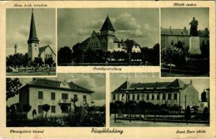 1940 Püspökladány, Római katolikus templom, Osztálymérnökség, Hősök szobra, emlékmű, Főszolgabírói hivatal, Szent Imre iskola (EB)