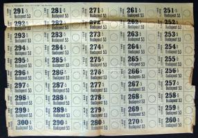 Csomagragjegy 50-es teljes ív, hajtott, sérült ívszél