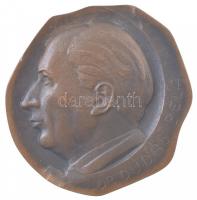 Tápai Antal (1902-1986) DN Dr. Dudás Béla egyoldalas, öntött bronz emlékplakett (119x115mm) T:1-