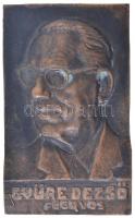 Tápai Antal (1902-1986) DN Dr. Gyüre Dezső főorvos egyoldalas, öntött bronz emlékplakett (164x99mm) T:2 patina