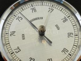 Barométer, modern, műbőr borítással, kopásnyomokkal, 10x25x3,5 cm