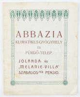 cca 1910 Abbazia klimatikus gyógyhely és fürdő telep Jolanda és Melanie villa pensió 14p