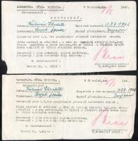 cca 1940-1945 Vegyes élelmiszerjegyek zsidó személy részére + 2 db cseh nyelvű igazolvány