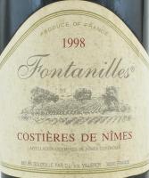 1998 Fontanilles Costiéres de Nimes bontatlan palack francia vörösbor