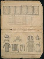 cca 1880-1900 Főpapi öltözet, menóra, stb., metszetekkel illusztrált tábla, könyvmelléklet (2. Buch Moses von R. Fuchs), sérült, 19,5x13 cm