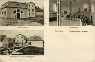 1918 Prázsmár, Tartlau, Prejmer; Elektrische Zentrale, Vorderansicht, Innenansicht, Rückansicht (Schleussen-Anlagen) / villamos központ, belső és külső nézetek, Alfred Steiner kiadása / electric power central, front, interior and rear views, lock systems