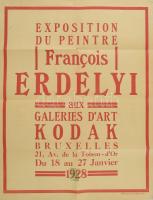 1928 Erdélyi Ferenc festőművész párizsi kiállításának plakátja. 42x55 cm