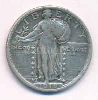 Amerikai Egyesült Államok 1918. 1/4$ Ag Standing Liberty T:2- patina USA 1918. 1/4 Dollar Ag Standing Liberty C:VF patina