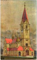 1915 Ceské Budejovice, Budweis; Neue Kirche des heil. Johann von Nepomuk auf der Linzer Vorstadt in Budweis / church