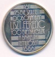 Fülöp Zoltán (1951-) 1986. "175 éve született Doborjánban Liszt Ferenc - 100 éve nyugszik a bayreuthi temetőben" Ag emlékérem ÁPV műbőr tokban, tanúsítvánnyal (12,10g/0.925/32mm) T:1 (eredetileg PP) patina