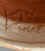 Kiss Roóz Ilona (1920-2010): Molett lány. mázas kerámia, kézzel festett, jelzett, hibátlan, m: 31 cm