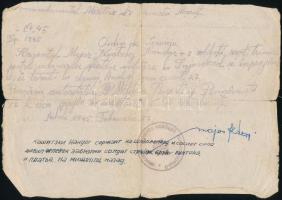 1945. febr. 27. Miskolc, a miskolci 7. honvéd kerületi parancsnokság által kiadott nyílt parancs, há...