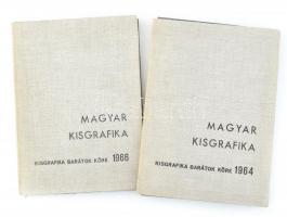 1964, 66 Magyar kisgrafika mappák hiányosan 8+12 db grafika: Rozanits Tibor, Aszódi Weil, Bálványos Huba. stb. . 200. sorszámozott mappa kísérő tanulmányokkal.
