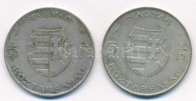 1947. 5Ft Ag "Kossuth" (2x) T:2-,3 patina Adamo F8.1
