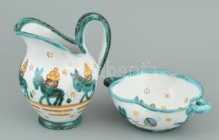 Gosztonyi Mária (1893-1989): Csacsis mokkás készlet. 7db mokkás csésze aljjal, 1db kiöntő, 1db cukor...