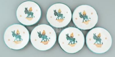 Gosztonyi Mária (1893-1989): Csacsis mokkás készlet. 7db mokkás csésze aljjal, 1db kiöntő, 1db cukor...