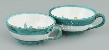 Gosztonyi Mária (1893-1989): Csacsis mokkás készlet. 7db mokkás csésze aljjal, 1db kiöntő, 1db cukor...