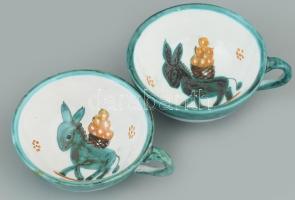 Gosztonyi Mária (1893-1989): Csacsis mokkás készlet. 7db mokkás csésze aljjal, 1db kiöntő, 1db cukor...