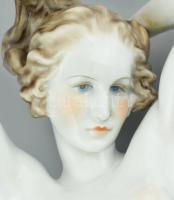 Herendi Tertia fürdőző nő, kézzel festett porcelán, kopásnyomokkal, Lux Elek terv, jelzett, m: 55 cm