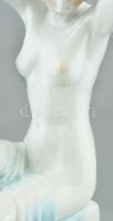 Herendi Tertia fürdőző nő, kézzel festett porcelán, kopásnyomokkal, Lux Elek terv, jelzett, m: 55 cm