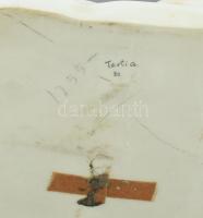 Herendi Tertia nagyméretű amazon, Lőte Éva tervei alapján készült, színesen festett porcelán figura....