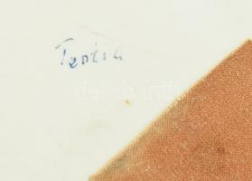 Herendi Tertia táncoló juhászok, kézzel festett porcelán, jelzett, kopásnyomokkal, egyik derekánál a...