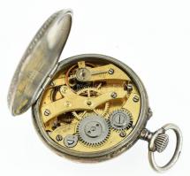 Ezüst (Ag) MEDANA zsebóra, tisztításra szorul, jár, jelzett, kopott, d:35mm, bruttó: 23 g