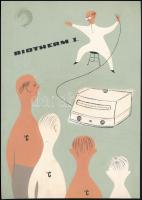 Biotherm I, retro reklám- vagy plakátterv, tempera, papír, jelzés nélkül, 1950-60 körül, hátoldalán ragasztás nyomaival, 28x20 cm