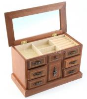 Fa ékszertartó szekrényke, kopott, 29x15x18cm