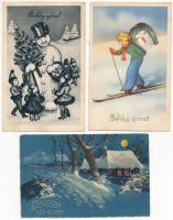 20 db RÉGI karácsonyi és újévi üdvözlő motívum képeslap vegyes minőségben / 20 pre-1945 Christmas and New Year greeting motive postcards in mixed quality