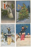 20 db RÉGI karácsonyi és újévi üdvözlő motívum képeslap vegyes minőségben / 20 pre-1945 Christmas an...