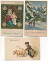 20 db RÉGI karácsonyi és újévi üdvözlő motívum képeslap vegyes minőségben / 20 pre-1945 Christmas and New Year greeting motive postcards in mixed quality