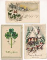 20 db RÉGI karácsonyi és újévi üdvözlő motívum képeslap vegyes minőségben / 20 pre-1945 Christmas an...