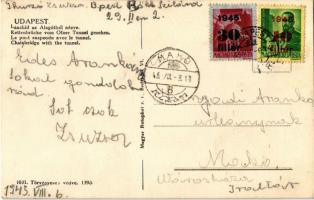 Budapest I. Lánchíd az alagútból nézve, automobilok. Hátoldalon "UDABEST" betűhiányos feli...