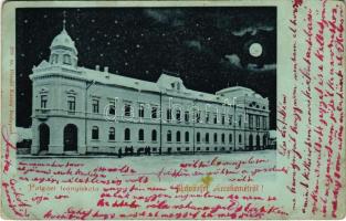 1905 Kecskemét, Polgári leányiskola este télen. Divald Károly 298. (EB)