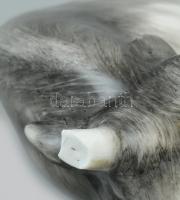 Zsolnay bika, kézzel festett, jelzett, (tervező:Sinkó András), sérült, m:15 cm, h:31 cm