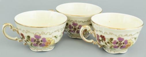 Zsolnay pillangó mintás 6 személyes mokkás készlet. Kézzel festett, jelzett, apró kopásokkal