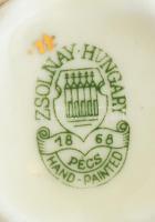 Zsolnay pillangó mintás 6 személyes mokkás készlet. Kézzel festett, jelzett, apró kopásokkal