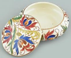 Városlődi kerámia bonbonniere, jelzett, kopásnyomokkal, d: 13cm