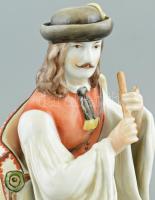 Zsolnay juhász és kutyája, kézzel festett, jelzett, sérült, m:22 cm