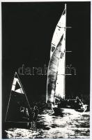 1986 Zánka feliratú, tónusmódosított balatoni fénykép, 1 db vintage fotó, 17,7x11,6 cm