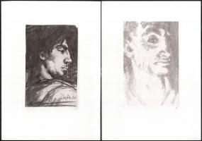 Lázár Sándor (1916-1994): Önarckép sorozat, össz. 18 db mű. Klf. technikák (olaj, tus, ceruza, szén,...