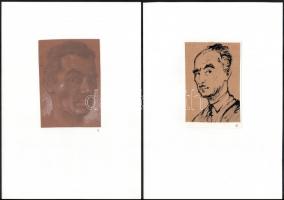 Lázár Sándor (1916-1994): Önarckép sorozat, össz. 18 db mű. Klf. technikák (olaj, tus, ceruza, szén,...