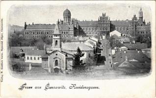 Chernivtsi, Czernowitz, Cernauti, Csernyivci (Bukovina); Residenzgasse / street view, Orthodox bishops palace. Verlag N. Gottlieb vorm. Sigmund Jäger (EK)