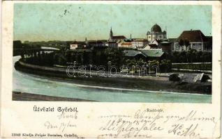 1905 Győr, Radó tér, zsinagóga. Polgár Bertalan kiadása (EK)