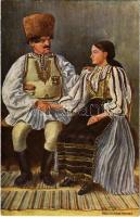 Pojánai román fiatal pár. Erdélyi népviseletek / Junges rumänisches Paar aus Pojana. Siebenbürger Volkstracht / Transylvanian folklore, romantic couple from Poiana s: Hans Hermann