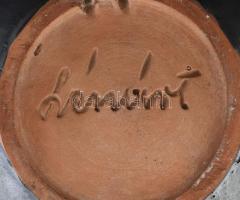 Lénárt jelzéssel, retró kerámiatál, kopott, d:17,5cm